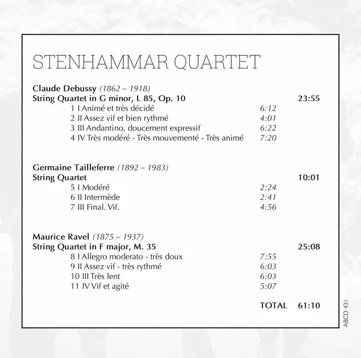 Stenhammar Quartet : Debussy - Tailleferre - Ravel - Klassinen CD - 200 - 1