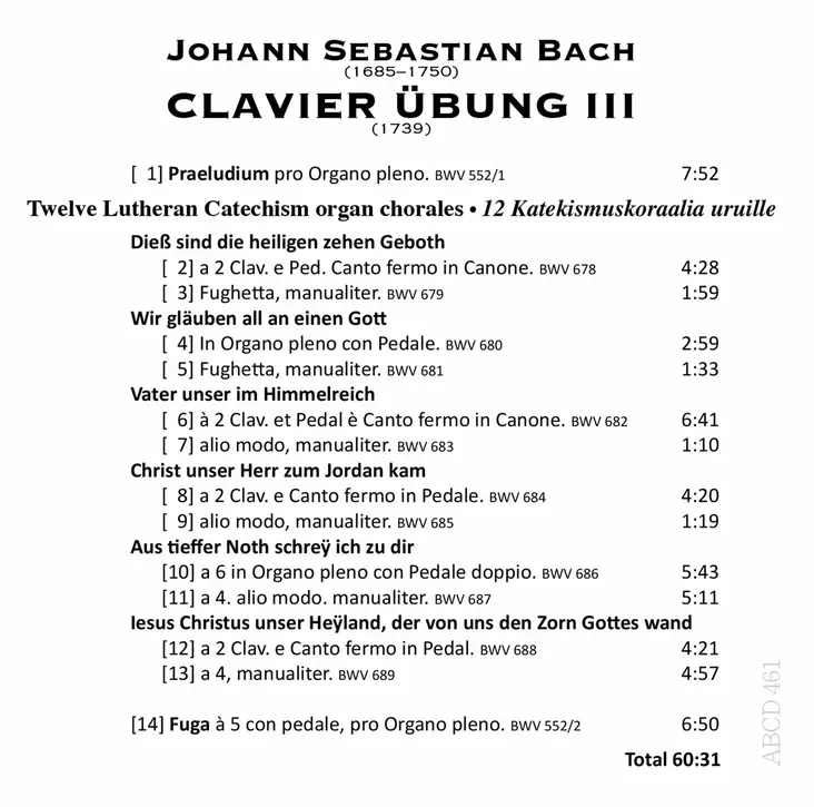 Bach, Johann Sebastian / Aaltola, Liisa : Clavier Ubung III - Klassinen CD - 221 - 1