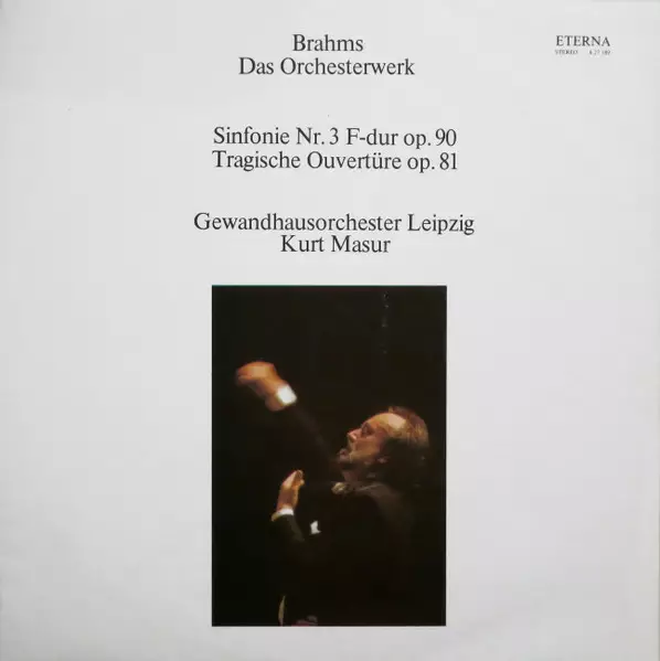 Brahms – Symphony No. 3 & Tragic Overture – Gewandhausorchester Leipzig, Kurt Masur – SECOND-HAND LP - Käytetyt - 2532 - 1
