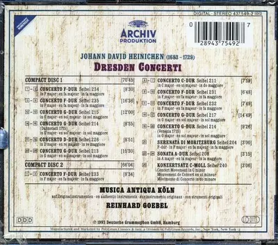 Musica Antiqua Köln - Johann David Heinichen: Dresden Concerti (KÄYTETTY 2 x CD BOKSI) - Klassinen CD - 2723 - 1