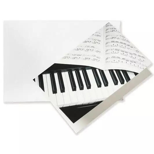 Onnittelukortti + kirjekuori- Piano nuotti ja koskettimet - Musiikkiaiheiset Lahjatavarat - 2203 - 1