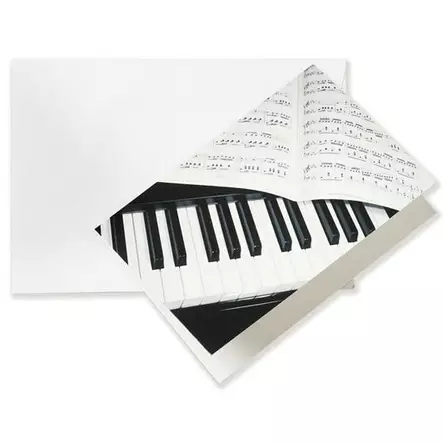 Onnittelukortti + kirjekuori- Piano nuotti ja koskettimet - Musiikkiaiheiset Lahjatavarat - 2203 - 1