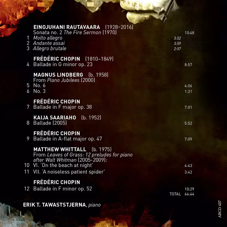 Chopin, Frederic / Rautavaara, Einojuhani / Lindberg, Markus / Saariaho, Kaija / Whittall, Matthew / Tawaststjerna, Erik T. : Ballades & Other Stories - Klassinen CD - 204 - 1