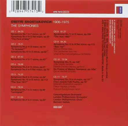 Concertgebouw Ochestra, London Philharmonic Orchestra, Bernard Haitink - Dmitri Shostakovich: The Symphonies (SECOND-HAND 11 CD BOX) - Classical - 2644 - 1
