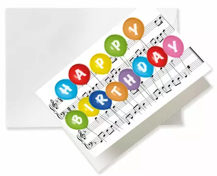Happy Birthday -kortti ja kirjekuori - Musiikkiaiheiset Lahjatavarat - 1044 - 1