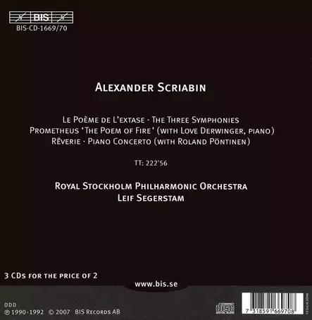 Royal Stockholm Philharmonic Orchestra, Leif Segerstam - Alexander Scriabin: Orchestral Works (3CD BOX) - Classical - 2594 - 1