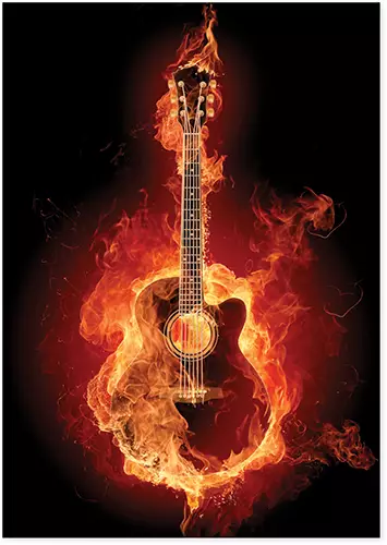 Kortti kitara tulessa - Musiikkiaiheiset Lahjatavarat - 1105 - 1
