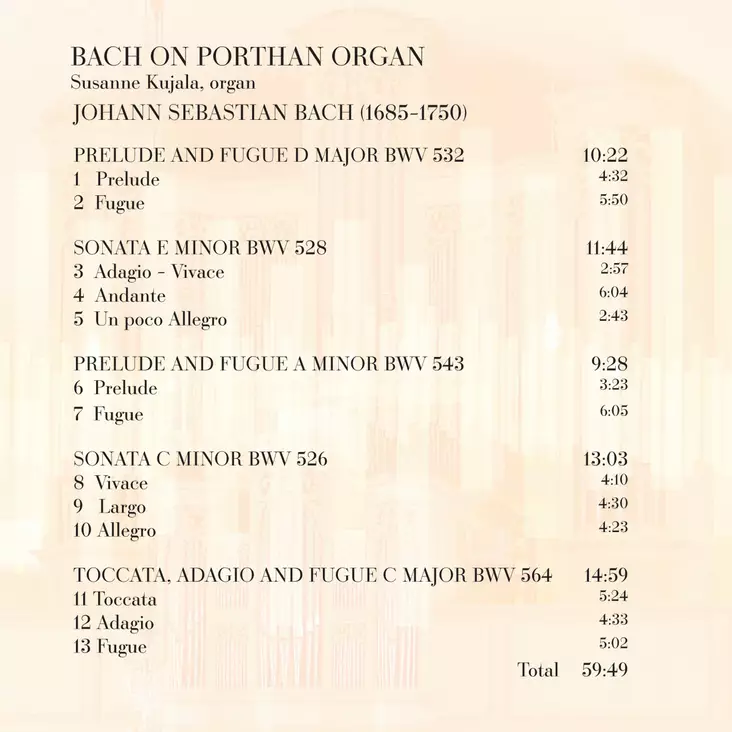 Bach, Johann Sebastian / Kujala, Susanne : Bach on Porthan Organ - Classical CD - 196 - 1