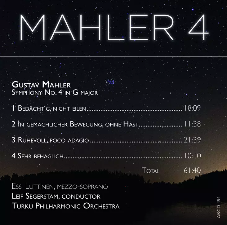 Mahler, Gustav / Luttinen, Essi / Turku Philharmonic Orchestra / Segerstam, Leif : Mahler 4 - Klassinen CD - 217 - 1