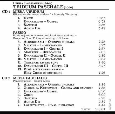 Kostiainen, Pekka / Jyväskylä Sinfonia / St. Michel Strings / Matvejeff, Ville : Triduum Paschale - Classical CD - 1837 - 1