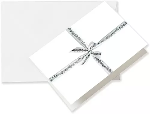Greeting Card Line of notes/ribbon + Envelope - Music-themed gift items - 1059 - 1