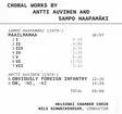 Haapamäki, Sampo / Auvinen, Antti / Helsinki Chamber Choir / Schweckediek, Nils : Choral Works by Antti Auvinen and Sampo Haapamäki - Classical CD - 219 - 1